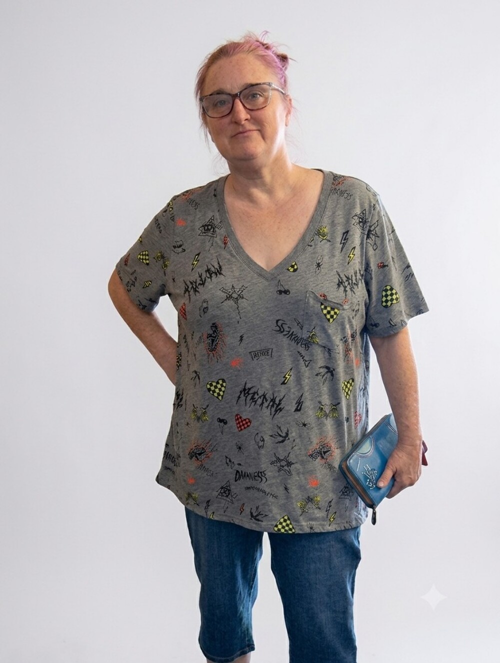 Torrid Heritage Goth Graphic Slub Jersey V-Neck Pocket Tee - Picture 3 of 3
